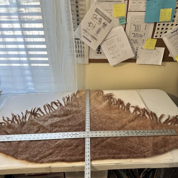 Vintage Womens Montrose Mohair Wool Shawl Fringe Sweater Brown 1960s - Picture 3 of 8